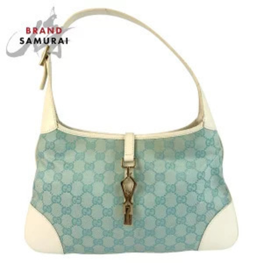 Gucci Jackie blue GG canvas leather hobo shoulder bag